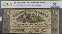 1864 PCGS 20$ STATE OF GEORGIA CHOICE VF35