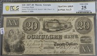 1837-40 PCGS $20 OCMULGEE BANK  GEORGIA VF25