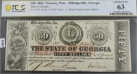 1863 PCGS 50$ STATE OF GEORGIA CHOICE UNC63