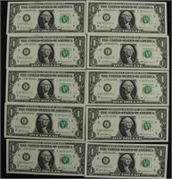 10-2017 CONSECUTIVE SERIAL NUMBERED $1