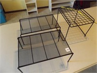 3 black space saving shelves-metal