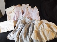 Vintage 4 baby or doll dresses, pillowcase