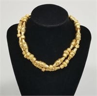 Hallmarked 22K gold bead necklace; 132.2 grams;
