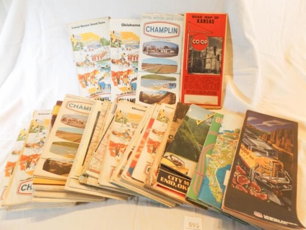 Vintage Road Maps-Champlin, Conoco, Co-op