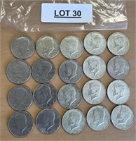 20 KENNEDY HALF DOLLARS / 1960'S AND 1970'S /SHIPS