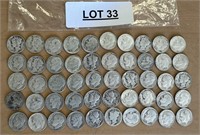 50 SILVER ASSORTED DIMES / MERCURY ROOSEVELT