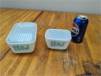 2 VTG Pyrex Amish Butterprint Refrigerator Dishes