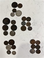29pc Lot of Various Silver & Copper Coins
