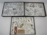 LARGE LOT OF FISHING HOOKS IN 3 SHOWCASES: