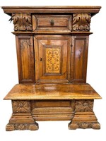 18c Oratory or Kneeler Carved Walnut Locking