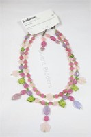Artisian Double Strand Pink & Mauve Necklace Set