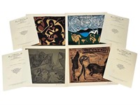 4pc Pablo Picasso Original Color Linocuts & COAs