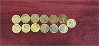 (13) Gold Plated Eisenhower Dollars