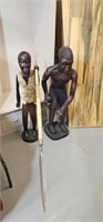 (2) Carved Wooden African Figures