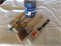 5 Paint brushes & blue painters tape