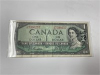 1954 OTTAWA Canada $1 Bill Very Fine+ Grade