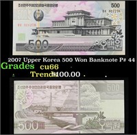 2007 Upper Korea 500 Won Banknote P# 44 Grades Gem