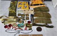 Boy Scouts Belts: Patches, Beret, Pin, Utensil Set