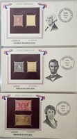 22kt Gold Replica Stamp: Washington, Lincoln,