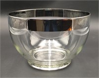 Silver Banded Large Punch Bowl