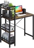 4NM 35 Desk with Bookshelf - Rustic Brown