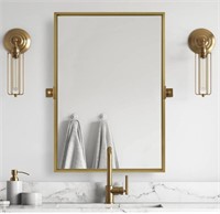 22x30 MOON MIRROR Black Pivot  Swivel Vanity