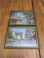 2 VTG Framed Paris Prints 13 x 9.5