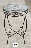 Wrought Iron Grape Vine Glass Top Plant Stand