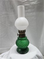 Vintage Green Hobnail Round Small Oil Lamp