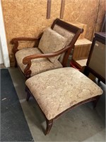 Oversize chair with ottoman and pillow