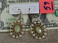 Pair of Rhinestone & Stone Earrings