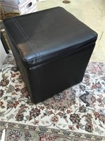 (15x15x15) fold leather footstool storage box.
