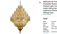 RSDELAPLUIE Turkish Lamp Vintage Chandelier