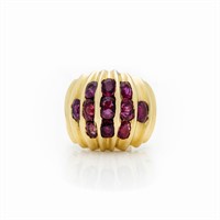 14kt Gold Red Ruby Channel Set Domed Ring