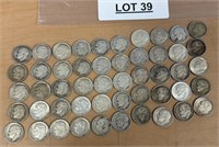 50 SILVER ROOSEVELT DIMES / SHIPS