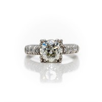 Art Deco GIA Diamond Platinum Engagement Ring