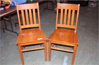 (2) Oak Slat Back Chairs