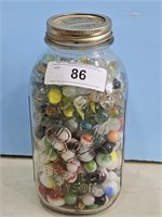Half gallon mason jar with marbles