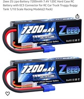 Zeee 2S Lipo Battery 7200mAh 7.4V 120C EC3