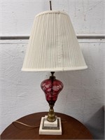 Vintage 29" Cranberry Candlestick Pilar Lamp
