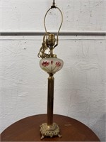 Vintage 28" Hand Painted Brass Lamp