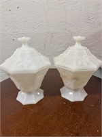 S/2 Milk Glass Compotes with Lids.