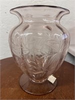 Vintage Pink Cambridge Glass Urn Vase