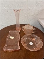 4 Vintage Pink Depression Glass