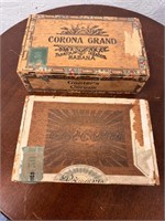 2 Vintage Wooden Tobacco Boxes