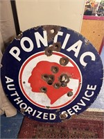 Vintage 42" Enamel/Tin Pontiac Single Sided Sign