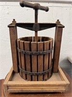 Antique Cast Iron/Wood Wine Press