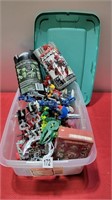 Tote with lid full of bionicles