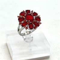 Estate Ring Ruby Red stones set in Silver