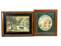 2 Vintage Embroidered Pictures